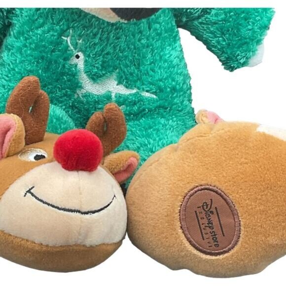 Disney Store Mickey Mouse Christmas Plush Doll Reindeer Slippers Pajamas 13" - Picture 2 of 7